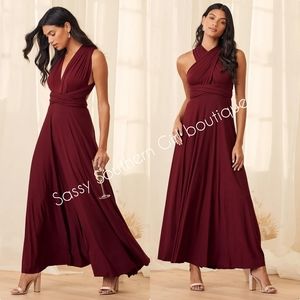 ⭐🆕Wine red transformer multiple way dress